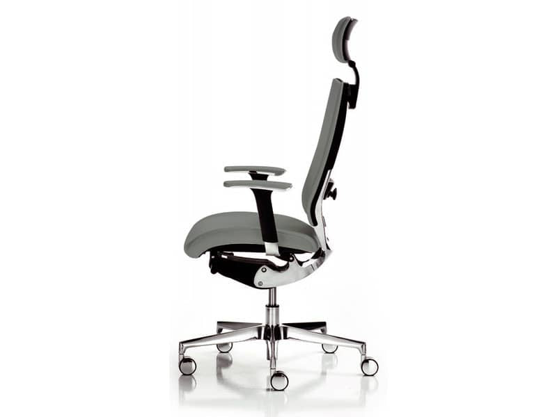Sedia semidirezionale girevole Unisit Concept COTPG ergonomica con poggiatesta rivestimento similpelle grigio COTPG/KG