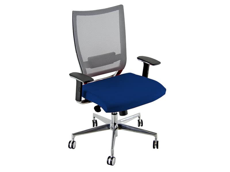 Sedia semidirezionale girevole Unisit Concept COTXL schienale in rete grigio - rivestimento fili luce blu - COTXL/F11