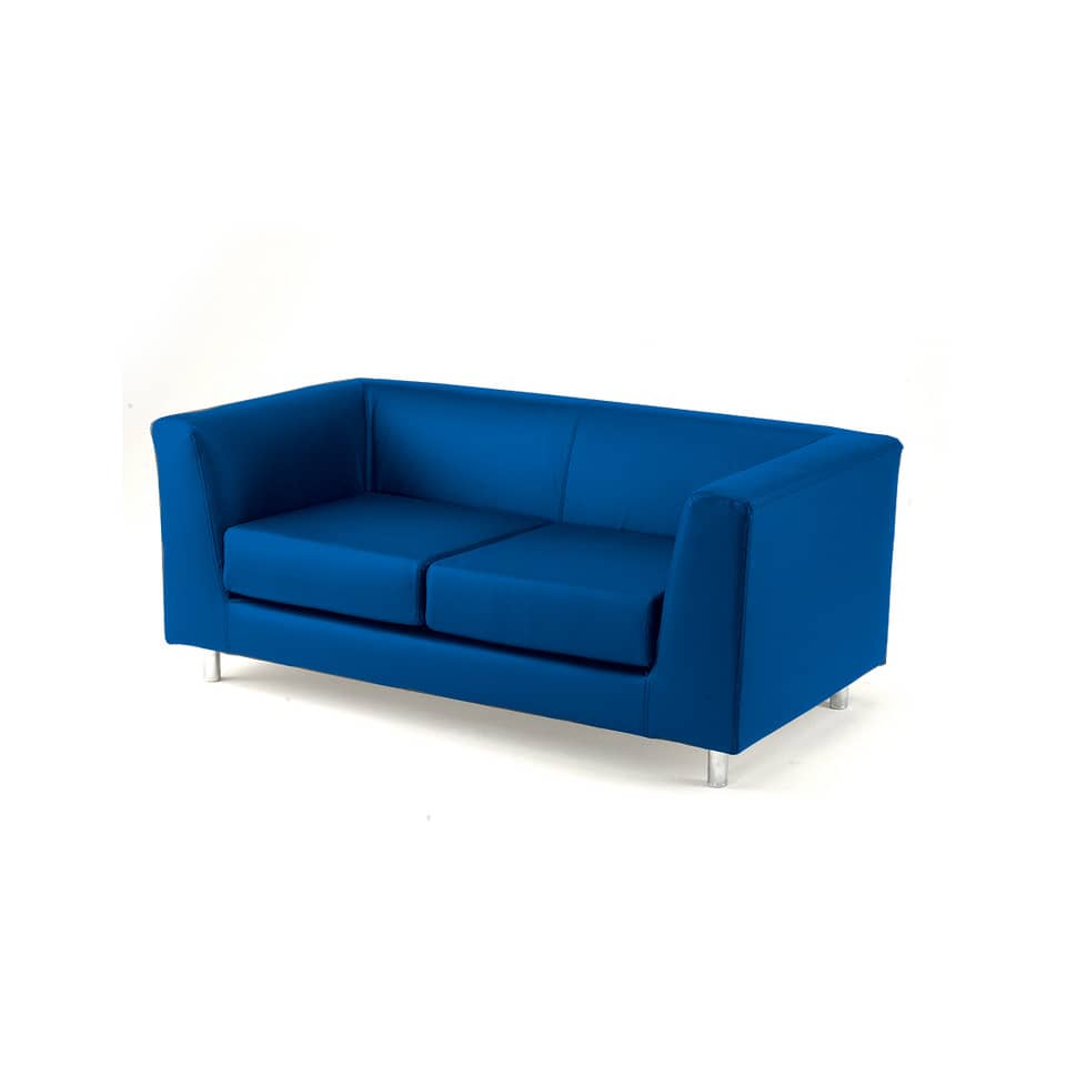 Divano attesa a 2 posti Unisit Quad QD2 schienale fisso - rivestimento tessuto fili di luce blu - QD2/F11
