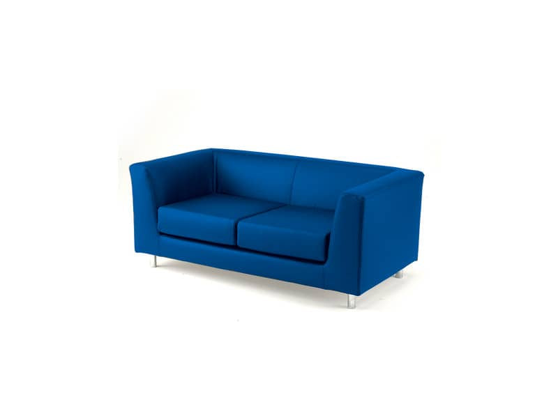 Divano attesa a 2 posti Unisit Quad QD2 schienale fisso - rivestimento tessuto fili di luce blu - QD2/F11