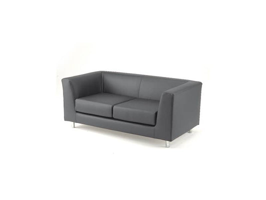 Divano attesa a 2 posti Unisit Quad QD2 schienale fisso - rivestimento tessuto similpelle grigio - QD2/KG