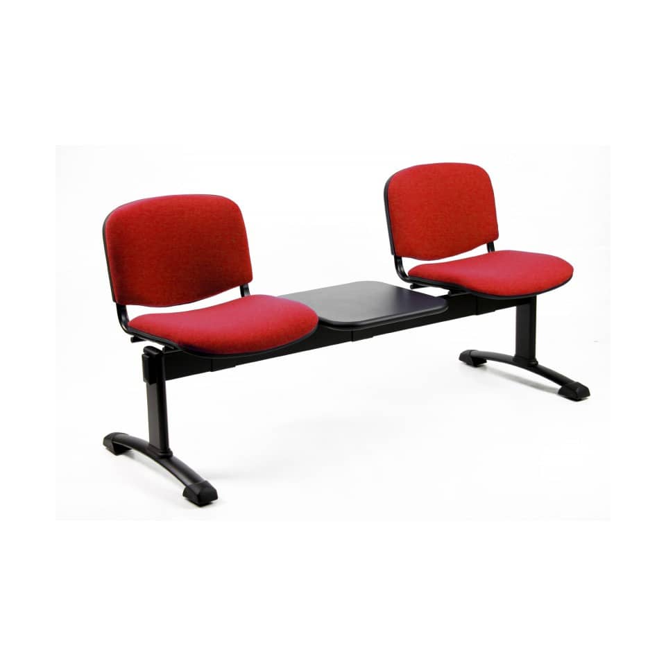 Panca 2 posti attesa Unisit Dado D52PT con tavolino - rivestimento ignifugo rosso - D52PT/IR