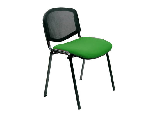 Sedia visitatore 4 gambe Unisit Dado D5N schienale in rete - rivestimento eco verde - Conf. 2 pezzi - D5N/2/EV