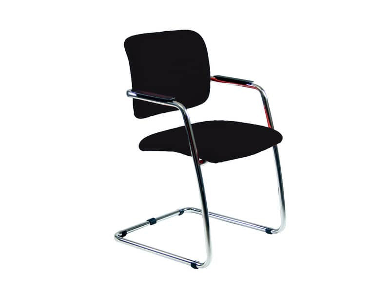 Sedia visitatore con slitta Unisit Lithium LTLT struttura cromata - rivest. similpelle nero impilabile LTLT/KN