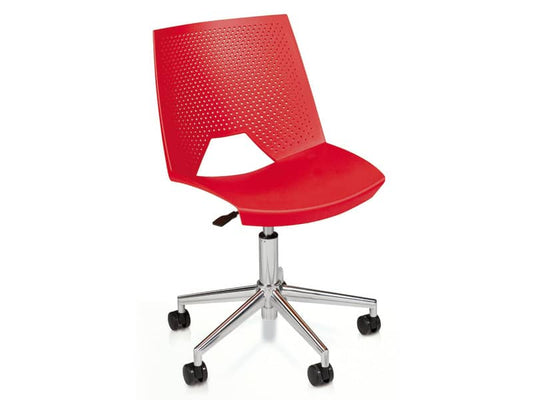 Sedia visitatore girevole Unisit Strike SKG schienale a rete - PPL rosso SKG/RO