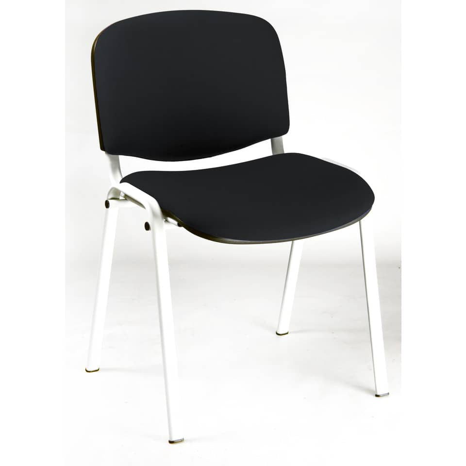 Sedia visitatore 4 gambe Unisit Dado D5B acciaio bianco - rivestimento eco nero - Conf. 2 pezzi - D5B/2/EN