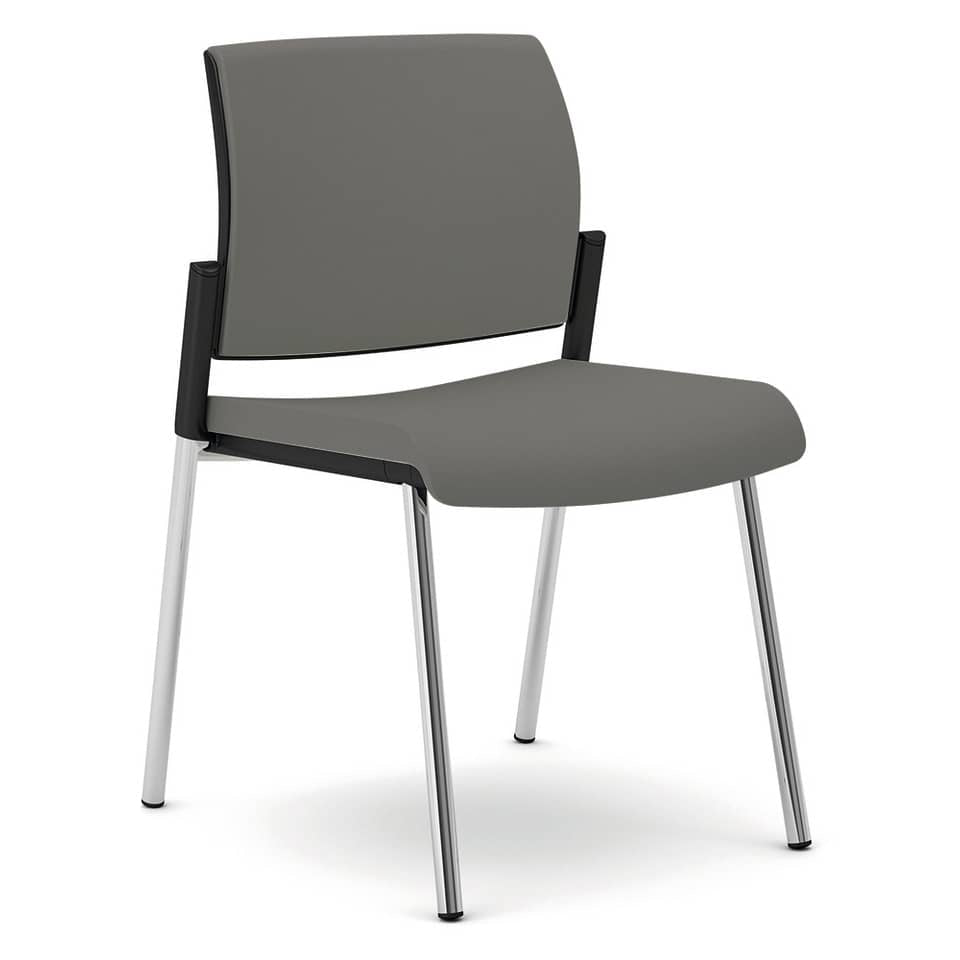 Sedia visitatore 4 gambe Unisit Kind KI4GTBB rivestimento ignifugo grigio scuro - KI4GTBB/IT