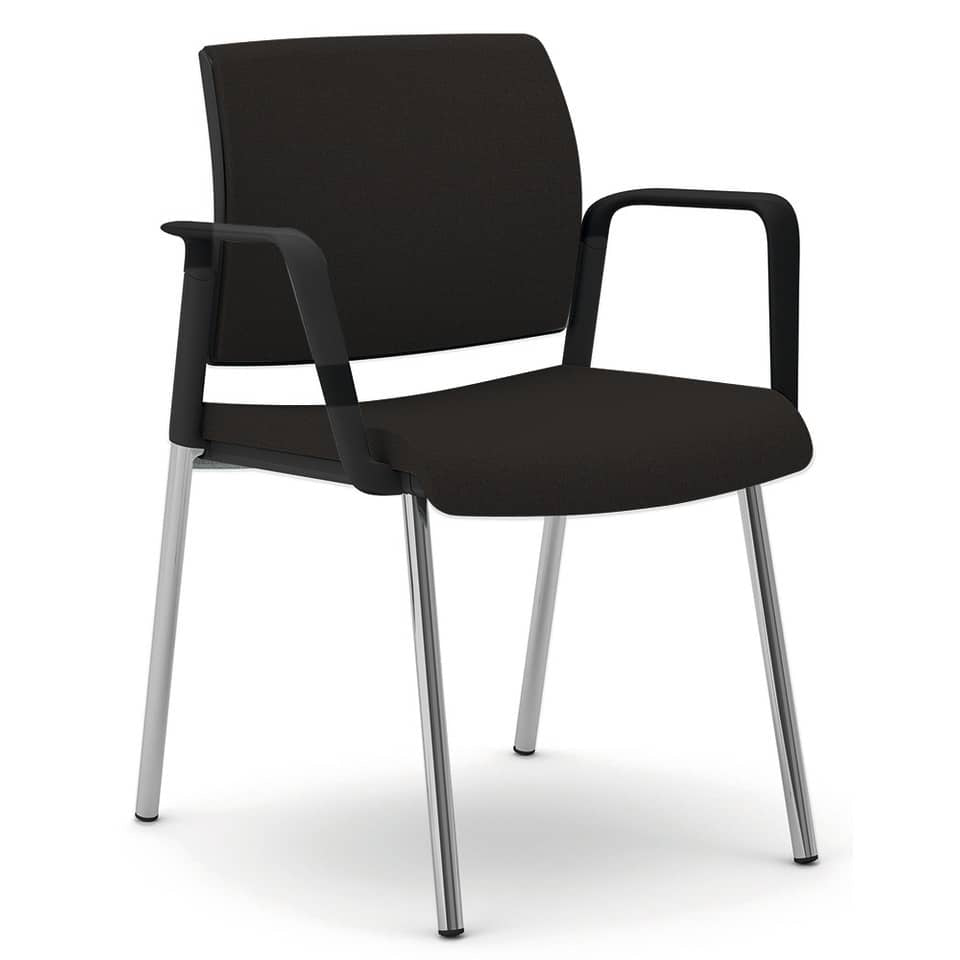Sedia visitatore 4 gambe Unisit Kind KI4GNBR rivestimento similpelle nero - con braccioli - KI4GNBR/KN
