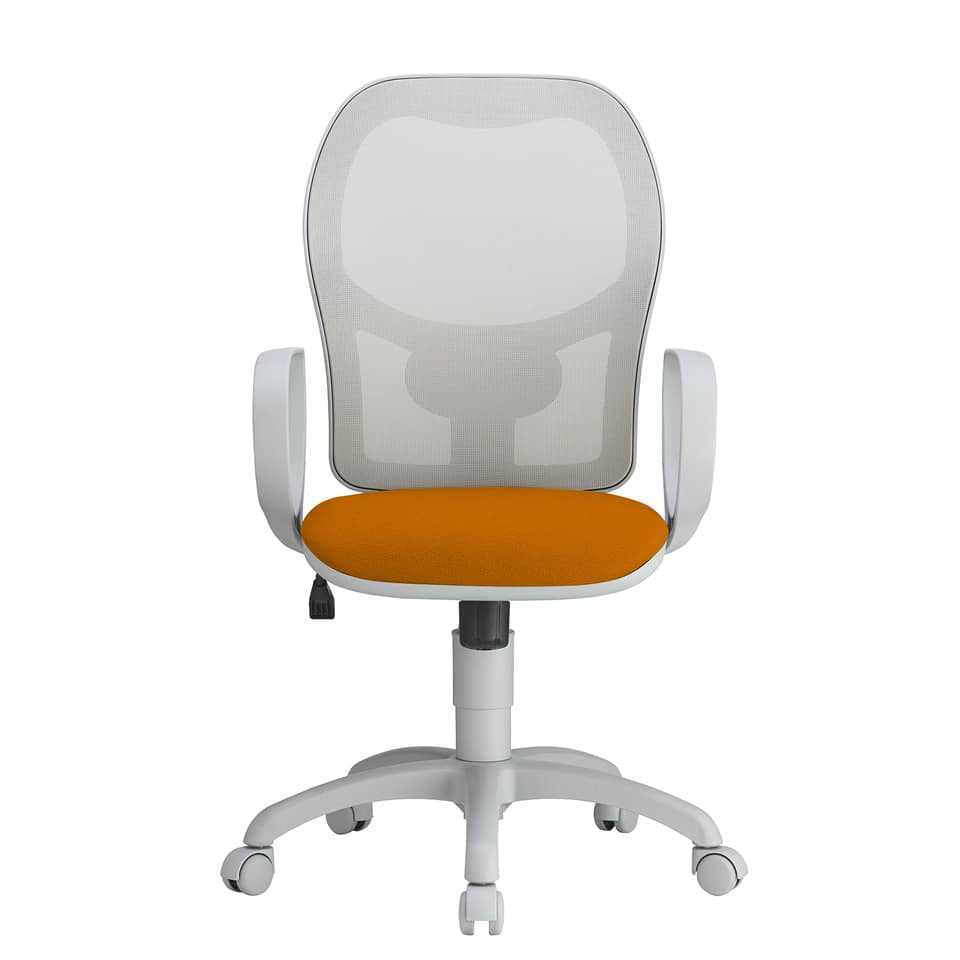 Sedia operativa girevole Unisit Hubble Grafix HUHUGR - schienale in rete - rivestimento Eco arancione - HUHUGR/EA