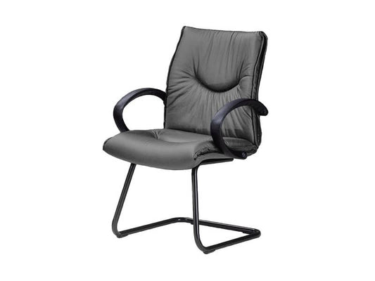 Sedia direzionale interlocutore Unisit Fornax FXV su slitta - rivestimento pelle grigio - FXV/PT