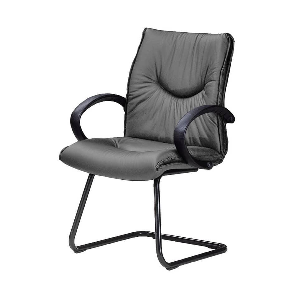 Sedia direzionale interlocutore Unisit Fornax FXV su slitta - rivestimento pelle grigio - FXV/PT