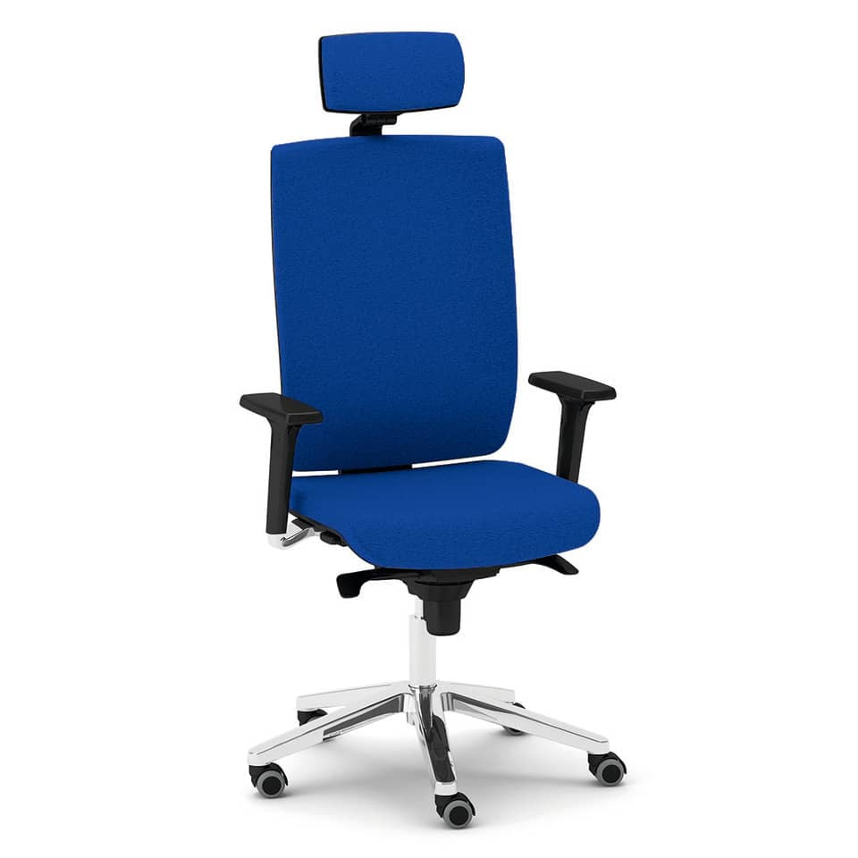 Sedia semidirezionale girevole Unisit Kind KIPGT con poggiatesta rivestimento ignifugo blu - KIPGT/IB