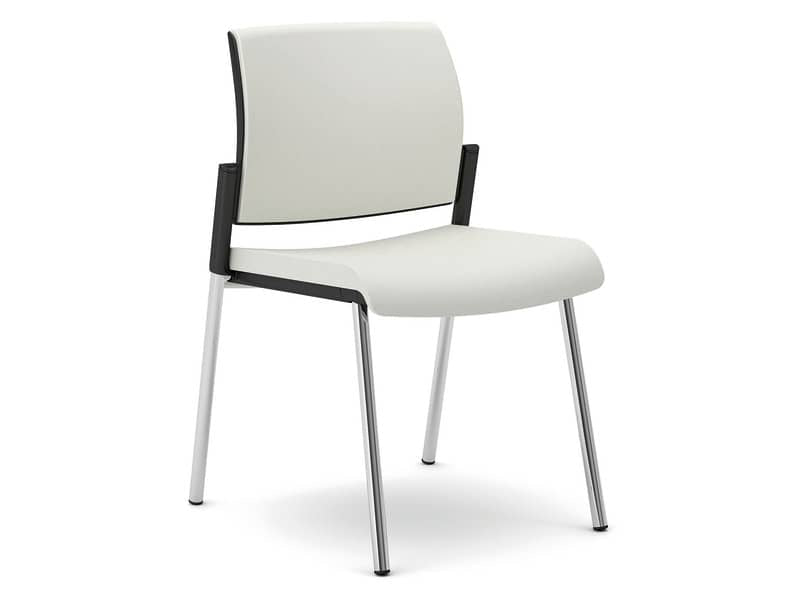 Sedia visitatore 4 gambe Unisit Kind KI4GTBB rivestimento pelle bianco - KI4GTBB/PQ