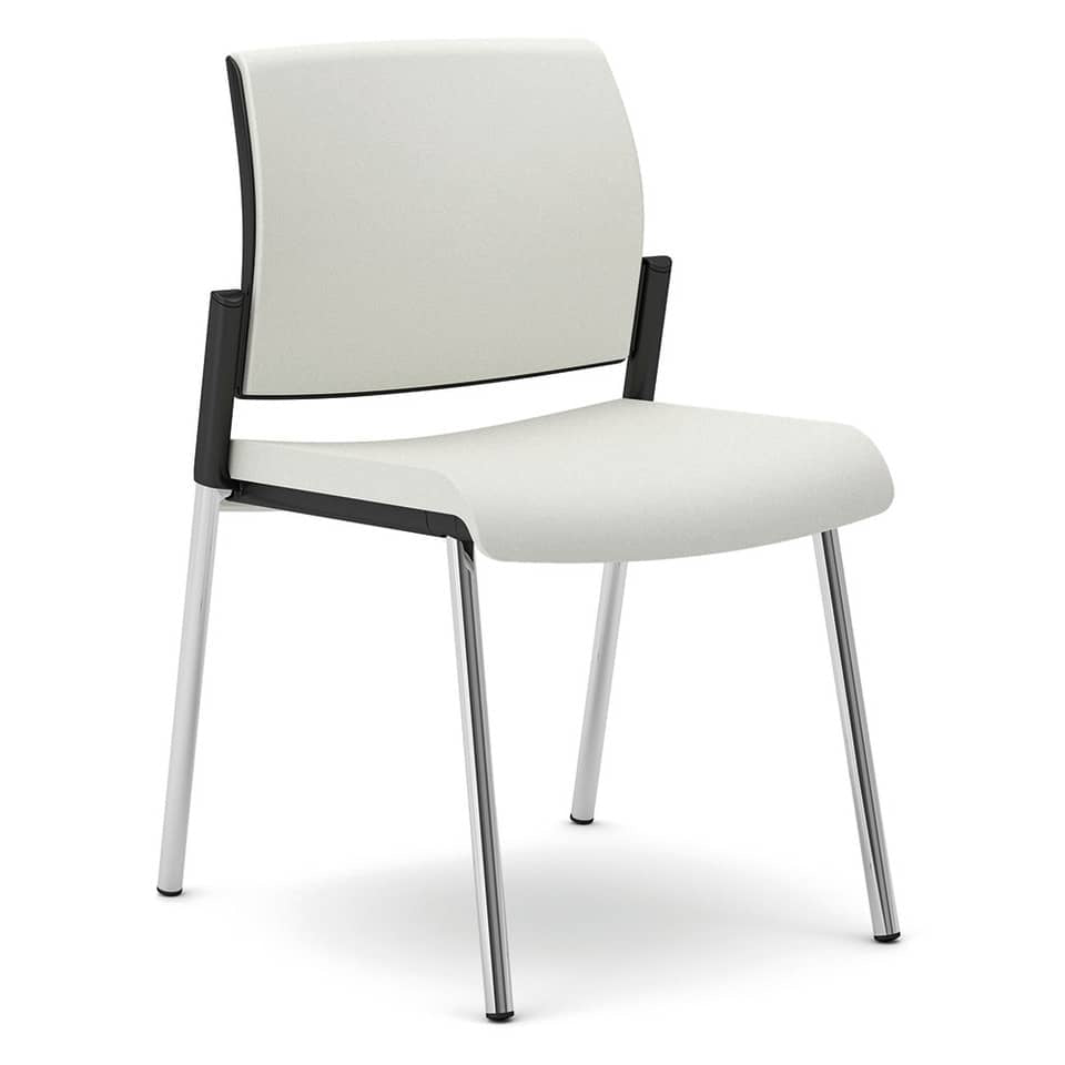 Sedia visitatore 4 gambe Unisit Kind KI4GTBB rivestimento pelle bianco - KI4GTBB/PQ