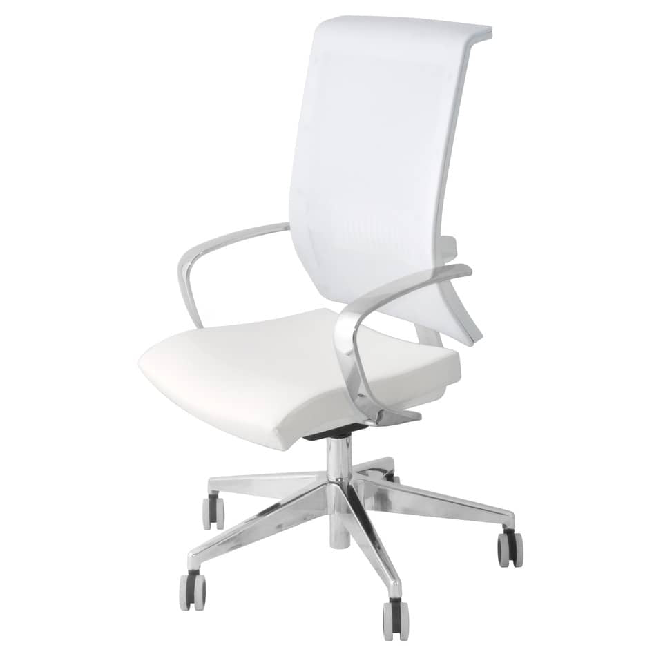 Sedia semidirezionale girevole Unisit Galatea GTJB schienale in rete bianco - rivest. similpelle bianco - GTJB/KQ