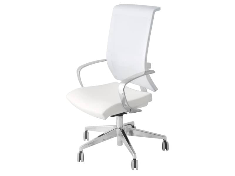 Sedia semidirezionale girevole Unisit Galatea GTJB schienale in rete bianco - rivest. similpelle bianco - GTJB/KQ