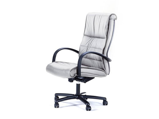 Poltrona direzionale girevole Unisit Gemini GMPY schienale fisso rivestimento pelle bianco - GMPY/PQ