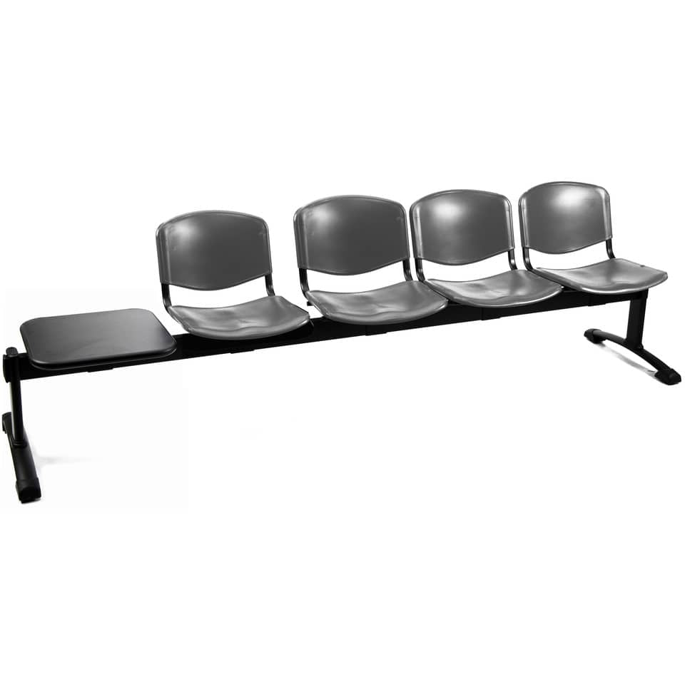 Panca 4 posti attesa Unisit Dado D54PT con tavolino - rivestimento ignifugo grigio scuro - D54PT/IT