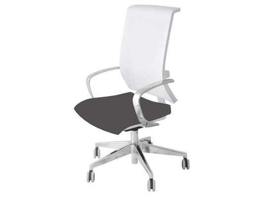Sedia semidirezionale girevole Unisit Galatea GTJB schienale in rete bianco - rivest. ignifugo grigio scuro - GTJB/IT