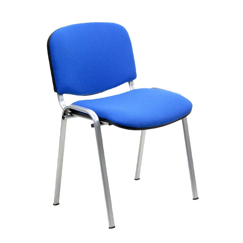Sedia visitatore 4 gambe Unisit Dado D5C acciaio cromato - rivestimento eco blu - Conf. 2 pezzi - D5C/2/EB