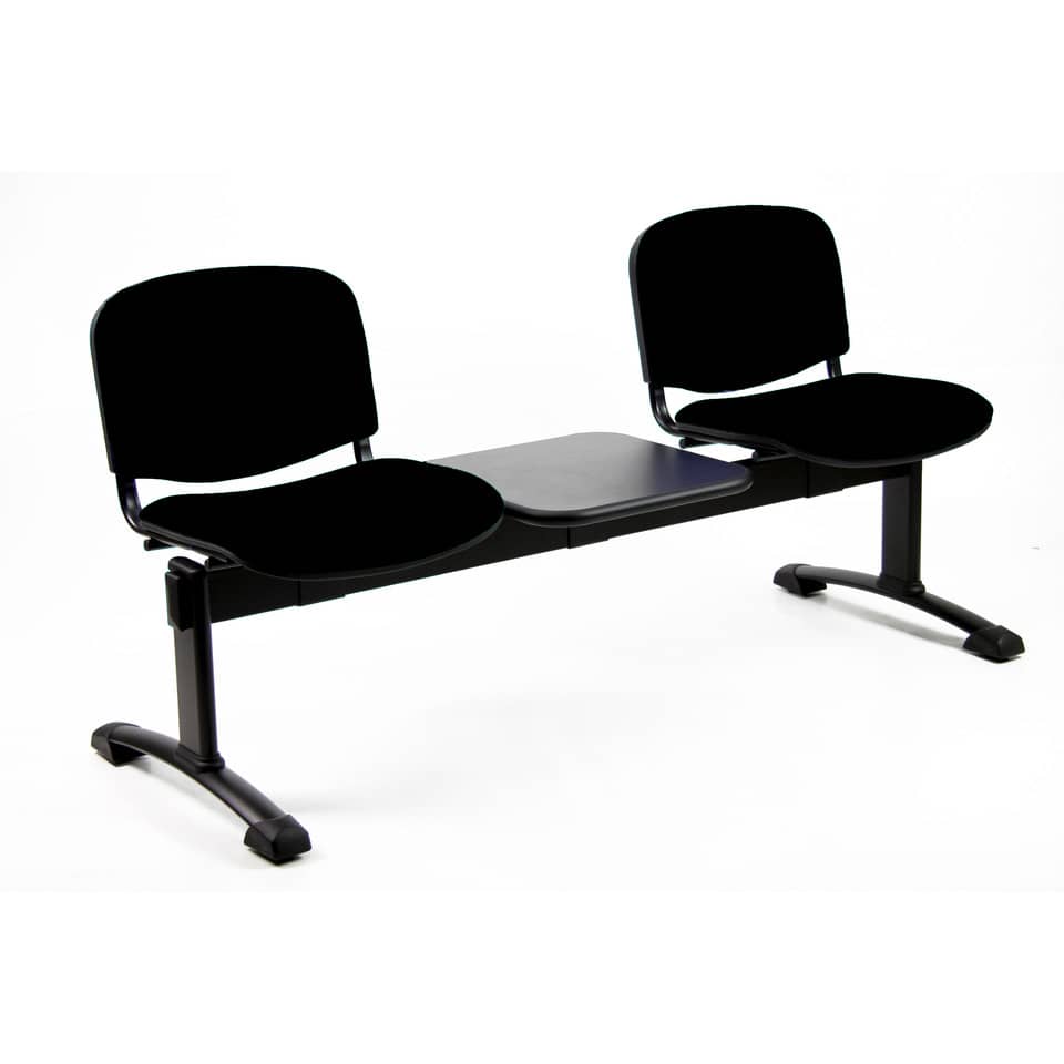 Panca 2 posti attesa Unisit Dado D52PT con tavolino - rivestimento ignifugo nero - D52PT/IN