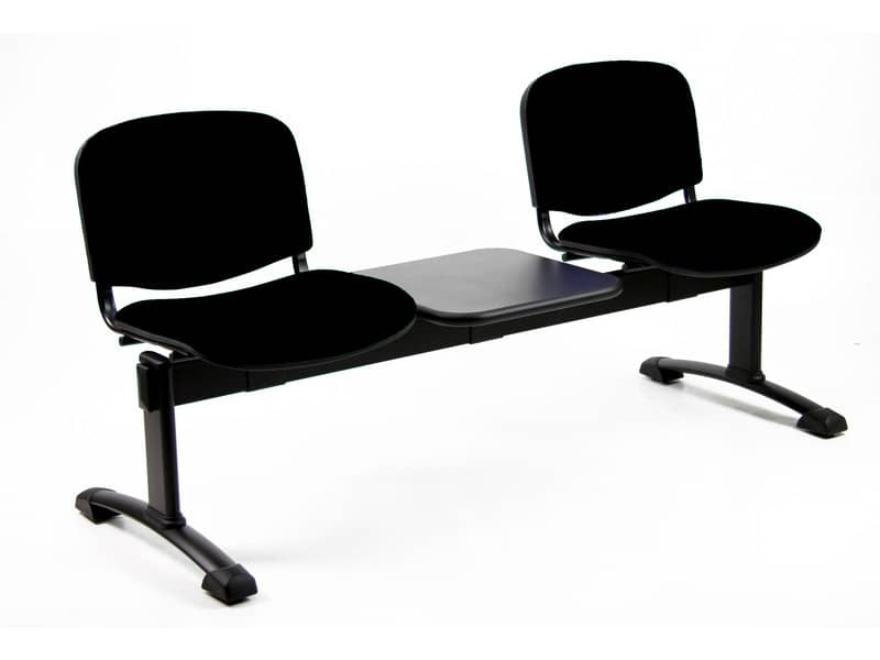 Panca 2 posti attesa Unisit Dado D52PT con tavolino - rivestimento ignifugo nero - D52PT/IN