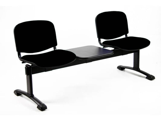 Panca 2 posti attesa Unisit Dado D52PT con tavolino - rivestimento ignifugo nero - D52PT/IN