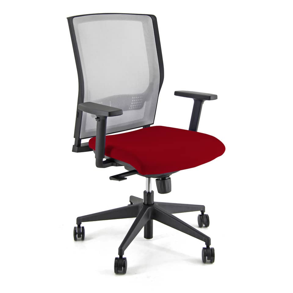 Sedia operativa girevole Unisit X Ray X2 schienale in rete grigio - rivestimento ignifugo rosso - X2/IR