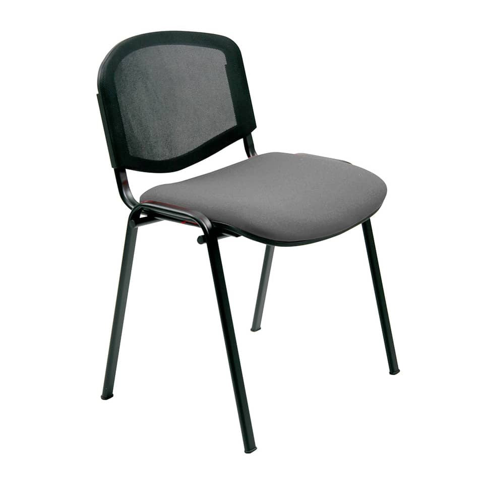 Sedia visitatore 4 gambe Unisit Dado D5N schienale in rete - rivestimento ignifugo grigio scuro Cf. 2 pz D5N/2/IT