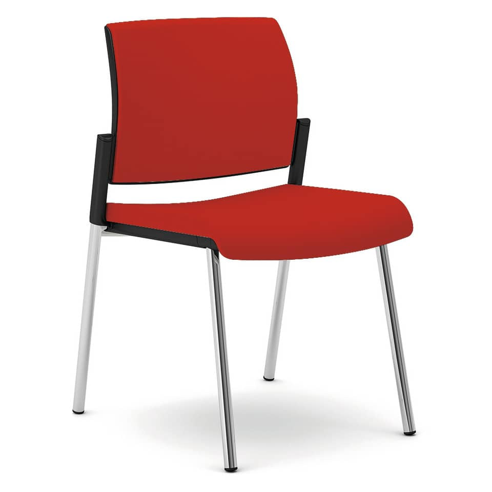 Sedia visitatore 4 gambe Unisit Kind KI4GTBB rivestimento ignifugo rosso - KI4GTBB/IR
