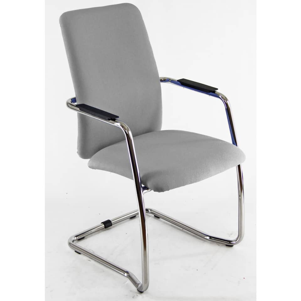Sedia visitatore con slitta Unisit Lithium LTLTA schienale alto - rivest. similpelle grigio - LTLTA/KG