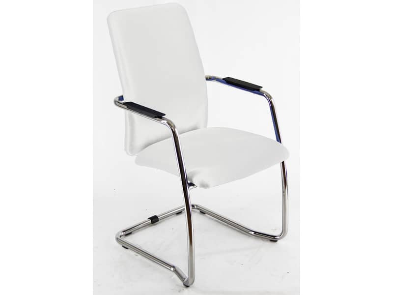 Sedia visitatore con slitta Unisit Lithium LTLTA schienale alto - rivest. pelle bianco - LTLTA/PQ