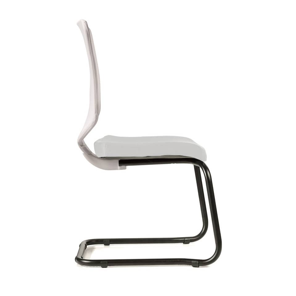 Sedia visitatore semidirezionale Unisit Newair NWBS su slitta - schienale rete bianco - rivest. pelle bianco - NWBS/PQ