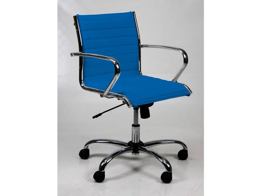 Poltrona direzionale girevole Unisit Pollux New PND schienale basso - rivest. ignifugo blu - con braccioli - PND/IB