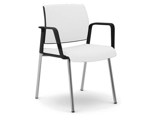 Sedia visitatore 4 gambe Unisit Kind KI4GNBR rivestimento similpelle bianco - con braccioli - KI4GNBR/KQ
