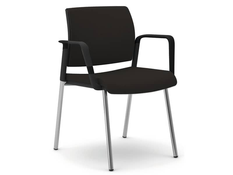 Sedia visitatore 4 gambe Unisit Kind KI4GNBR rivestimento ignifugo nero - con braccioli - KI4GNBR/IN