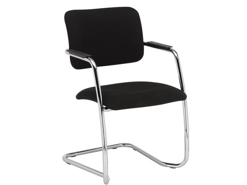 Sedia visitatore con slitta Unisit Lithium LTLT struttura cromata - rivest. ignifugo nero - impilabile LTLT/IN