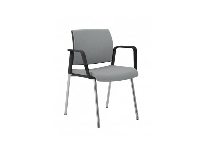 Sedia visitatore 4 gambe Unisit Kind KI4GNBR rivestimento  ignifugo grigio scuro - con braccioli KI4GNBR/IT