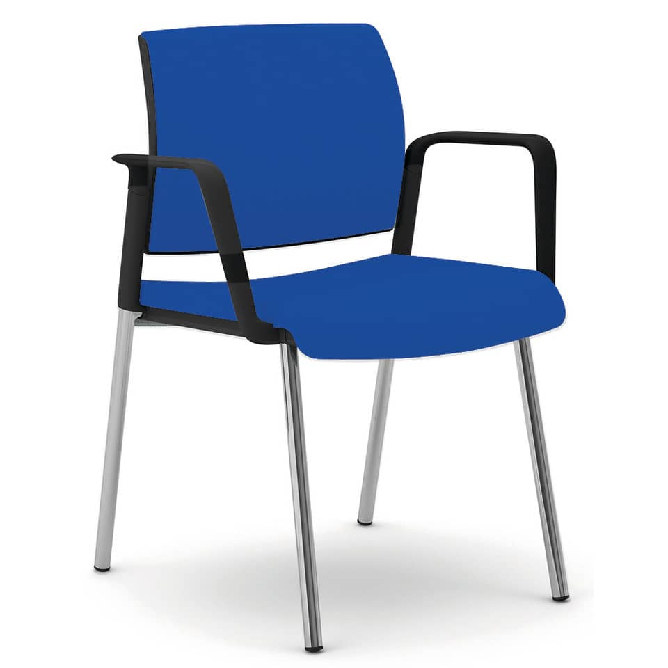 Sedia visitatore 4 gambe Unisit Kind KI4GNBR rivestimento ignifugo blu - con braccioli - KI4GNBR/IB