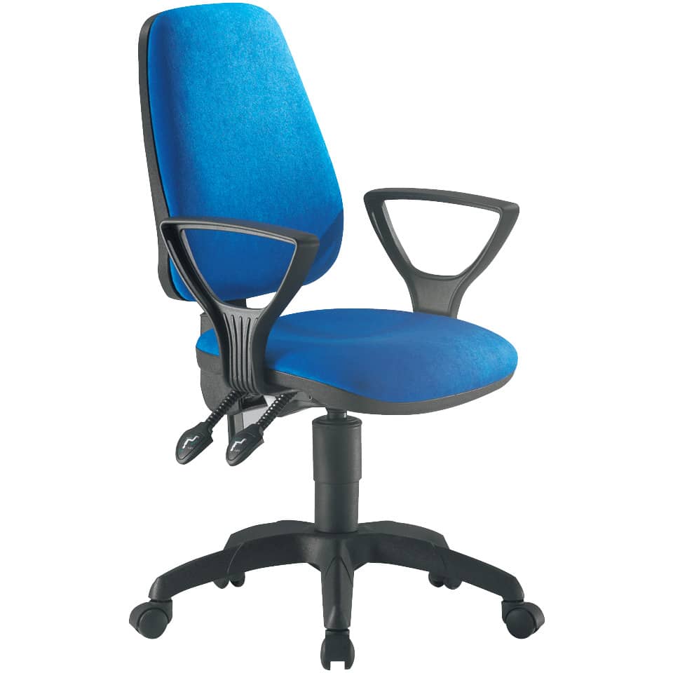 Sedia operativa girevole Unisit Leda LDAY Eco smart - schienale alto rivest. ignifugo blu - con braccioli LDAY/BR/IB