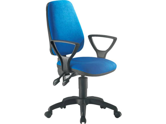 Sedia operativa girevole Unisit Leda LDAY Eco smart - schienale alto rivest. ignifugo blu - con braccioli LDAY/BR/IB