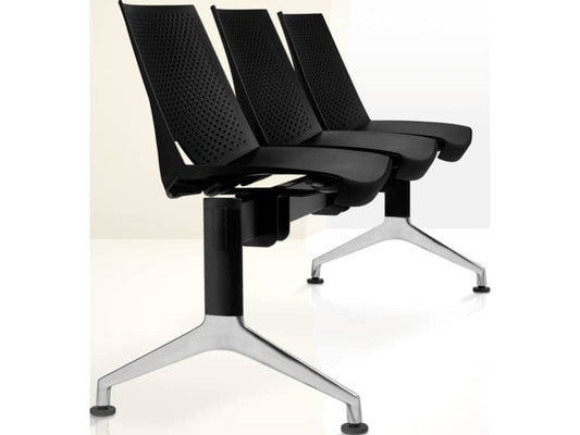 Panca 3 posti attesa Unisit Strike SK3PT con tavolino - schienale fisso - PPL nero - SK3PT/NE