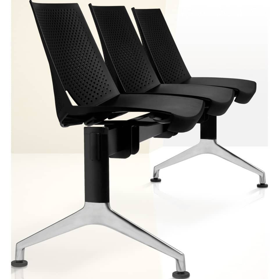 Panca 3 posti attesa Unisit Strike SK3PT con tavolino - schienale fisso - PPL nero - SK3PT/NE