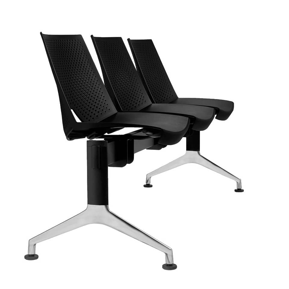 Panca 3 posti attesa Unisit Strike SK3P - schienale fisso - PPL nero SK3P/NE