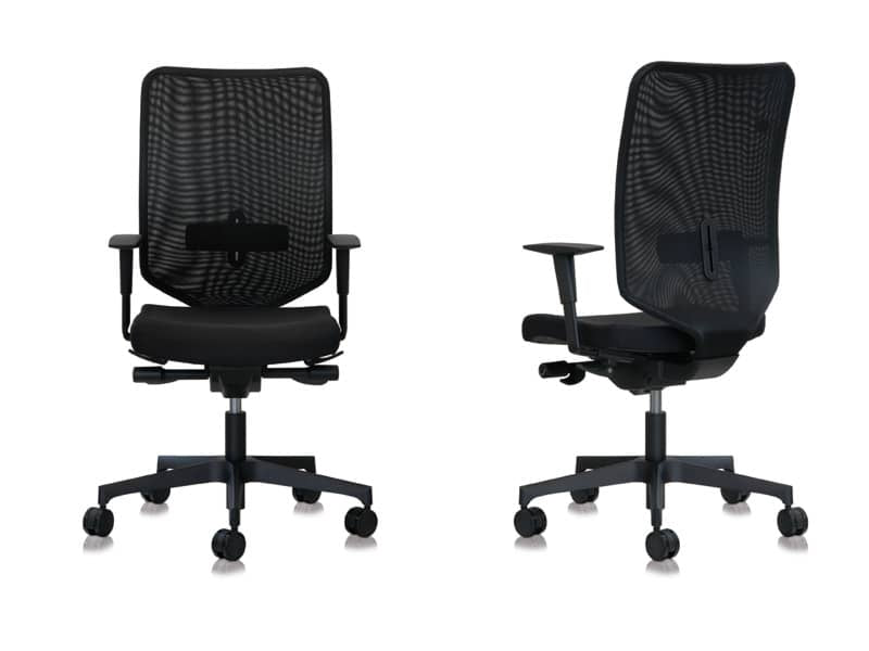 Sedia semidirezionale girevole Unisit Newair NWN - schienale rete nero - rivestimento ignifugo grigio - NWN/IT