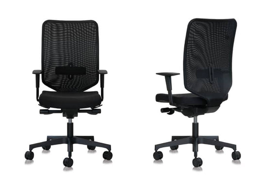 Sedia semidirezionale girevole Unisit Newair NWN - schienale rete nero - rivestimento pelle grigio - NWN/PT