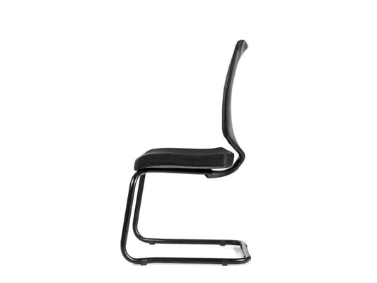 Sedia visitatore semidirezionale Unisit Newair NWNS su slitta - schienale rete nero - rivest. similpelle nero - NWNS/KN