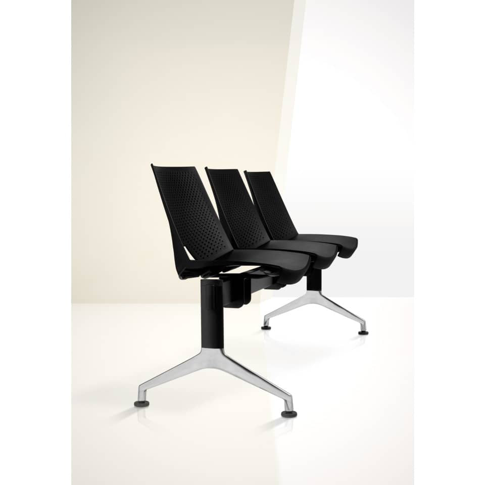 Panca 2 posti attesa Unisit Strike SK2PT con tavolino - schienale fisso - PPL rosso - SK2PT/RO