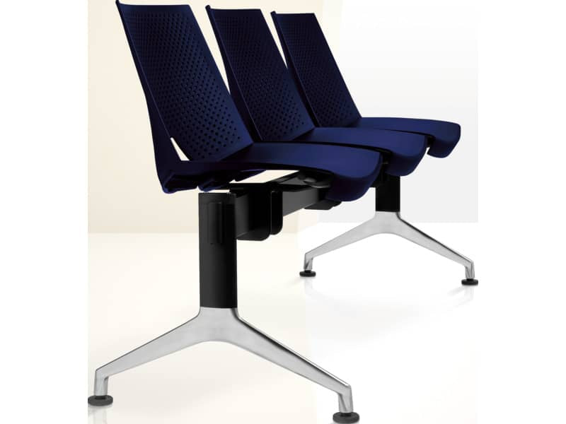 Panca 3 posti attesa Unisit Strike SK3P - schienale fisso - PPL blu SK3P/BL