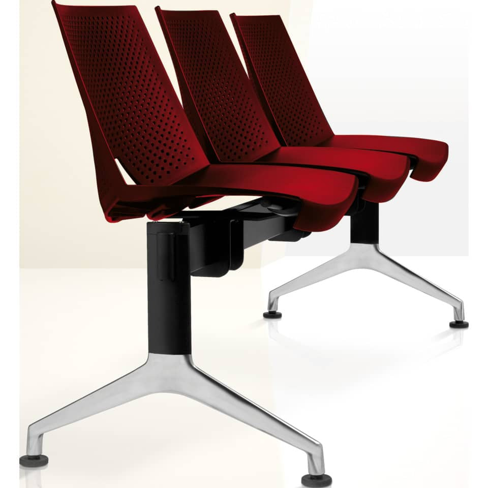 Panca 3 posti attesa Unisit Strike SK3P - schienale fisso - PPL rosso SK3P/RO